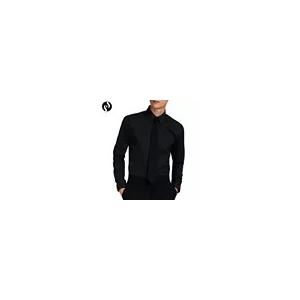 China New fashion solid black slim fit shirts pattern shirt men's long sleeve casual shirt supplier