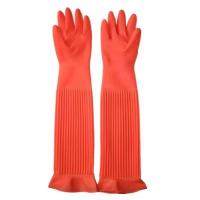 China 55CM Flock Lined Household Gloves 195G/Pair Extra Long Work Latex Gloves on sale