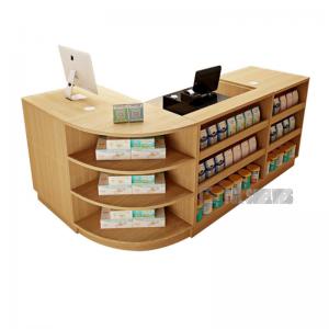 China Wooden Supermarket Cashier Counter Table With Display Case Fashionable ODM supplier