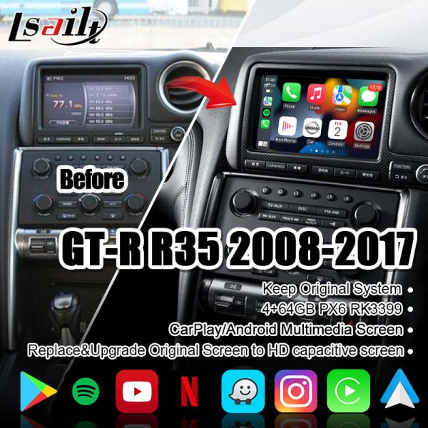 Lsailt Car Multimedia Screen for GT-R GTR R35 with 4+64GB Wireless CarPlay,