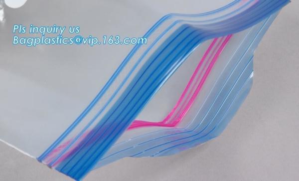 PE Double zipper seal food storage fresh-keeping bags, custom double tracking Zip lockkk bag, Double track plastic moisture