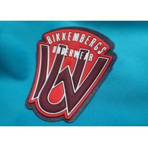 China Custom Logo Embossed Self Adhesive Clothing Patches , Silicone 3D Rubber Labels supplier