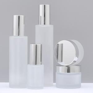 China Customized Frosted Glass Cream Jar Luxury Cosmetic Packaging 30g 50g 30ml 100ml 120ml supplier