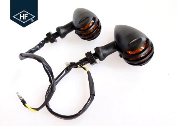 Cafe Racer Black Metal Harley Led Turn Signals , Amber Motorcycle Front Turn