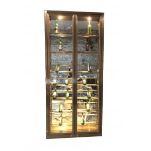 Black Glass Temperature Controlled Stainless Steel Wine Cabinets For Liquor Store Decoration