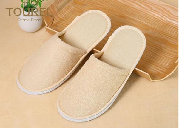 Pure Cotton Yellow EVA Disposable Hotel Slippers Terry Towel