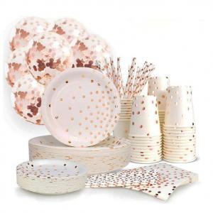 Compostable  Pink  Foil Cinderella Christmas  Disposable Party Tableware Paper Cups Dishes