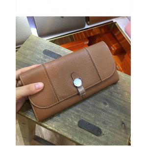 Hot sell high end quality brown women purse designer purse goatskin purse fashion purse brand flat purse LR-P01