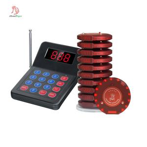 Wholesale top sales 1 keyboard with 10 red pagers wireless restaurant coaster pager system