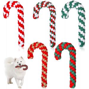 Crutch Vocalize Christmas Dog Rope Toy 6x8 Inch