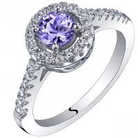 China Nature 0.5 ct Round Tanzanite Halo Ring in Sterling Silver Engagement Ring on sale