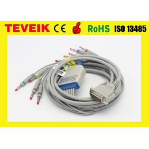 China 10 Lead Banana 4mm Schiller Ecg Holter Ekg Cable With Protection Resistor supplier