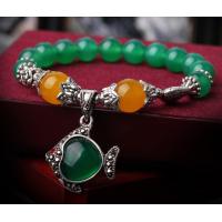 Green agate beaded bracelets fish charm, healing gemstone bracelets