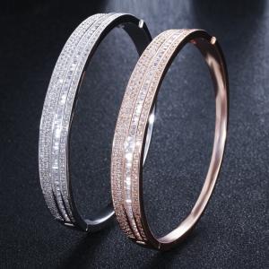 China Fashion White Round Zircon Bracelet For Women Shiny CZ Crystal Adjustable Chain Bracelet Female Bridal Wedding Jewelry supplier