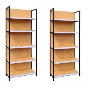Customized Color Wood Gondola Shelving Retail Grocery Shelves For Book Stores