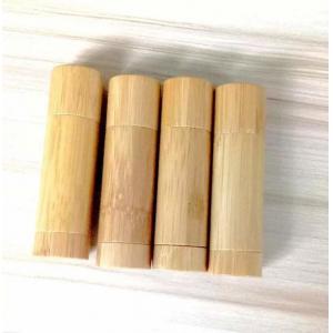 Screen Printing Bamboo Lipstick Tube With Powder Brush OEM / ODM Acceptable