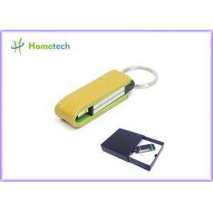China 16GB USB 2.0 Leather USB Flash Disk / Yellow Leather U Disk Windows Vista supplier