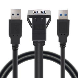 2M Dual Ports Square Usb 3.0 Panel Mount Usb Extension Cable With Buckle