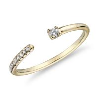 China 9k Yellow Gold Ultra Mini Diamond Pavé Open Stackable Fashion Ring in 14k Yellow Gold on sale