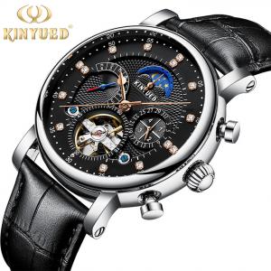 KINYUED Men Luxury Brand Wrist Watch Strap Mechanical Automatic Moon Phase Watch Relojes