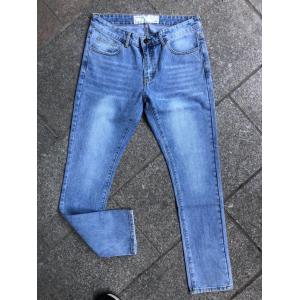 China Light Blue Straight Fit Jeans Mens 100% Cotton Casual Denim Pants supplier
