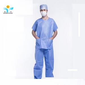 China SMS Blue Knitted Cuff Sleeves Surgical Gown Reinforced Operational Room For Doctors supplier