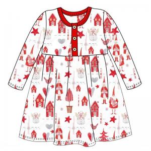 China Christmas Baby long sleeve girls dresses christmas printing clothing children outfits girl dress supplier