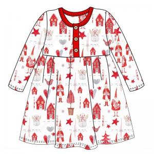 Christmas Baby long sleeve girls dresses christmas printing clothing children outfits girl dress