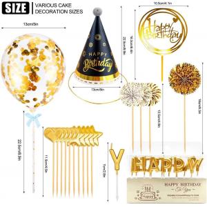 Birthday Cake Topper Set Happy Birthday Cupcake Topper Letters Cake Candles Toppers Confetti Balloon Stars Hearts