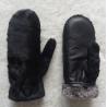 Sheep Skin Double Face Leather Mitten Gloves Black Color Grace Appearances