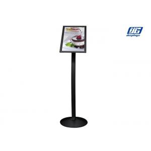 China Curving Pole Sign Display Stand Rectangle Snap Open Frame Round Base Black Painted supplier