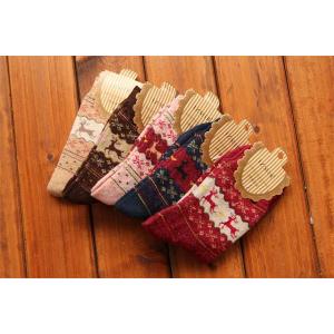 High warmth christmas deer patterned design winter wool socks for women