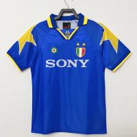 China Blue Retro Soccer Jerseys V Neck Quick Dry Football Shirt on sale