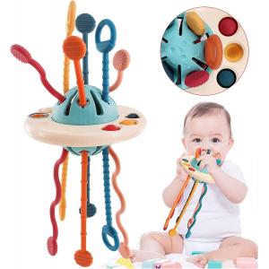 Baby Sensory Montessori Silicone Toy Travel Pull String Activity Toy for Toddlers