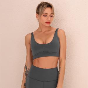 Europe and the United States shoulder straps hollow back yoga bra nude grooming fast-dry running vest fitness clothes wo