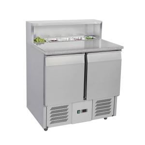 Commercial 220V-240V Salad Bar Fridge R134a Salad Counter Chiller 2 Steel Doors