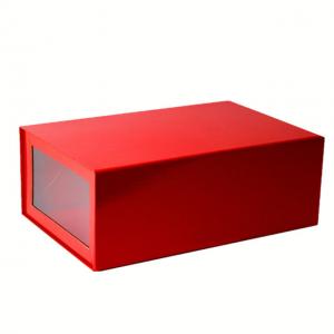 China Custom Recycled Red Cardboard Shoe Boxes with PP Plastic Clear Window supplier