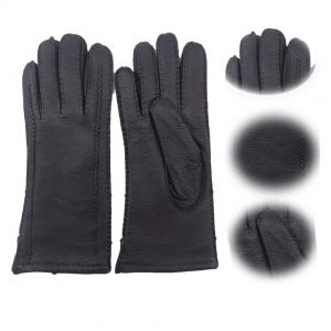 women winter warm deer leather gloves