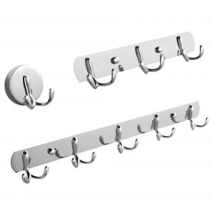 Mirror Chrome Silver Stainless Steel Hat And Coat Hooks Wall Mounted With 8 Hooks