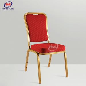 Iron Gold Red Hotel Banquet Chair Furniture Molded Foam Square Back Design