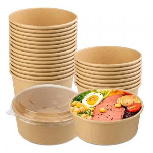 China Custom Disposable Food Salad Packing Containers Takeaway Kraft Paper Bowls with Matt Lamination supplier