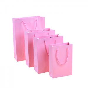 China Personal logo printing ladies underwear Pink color paper shopping bag supplier