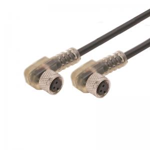 M8 3 pin Waterproof Connector Cable female 90 degrees with LED cable