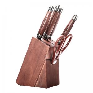 Walnut Kitchen Knife Sets 32.2cm 5Cr15Mov Stainless Steel 0.4kg With Laser Pattern