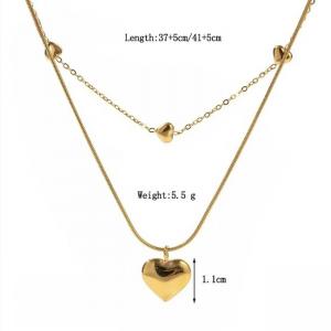 OEM Women Necklaces Titanium Steel Heart Double Layer Gold Necklace