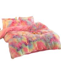 China Handmade Pink Bedding Plush Quilt Set with Super Soft Artificial Velvet and Fluffy Cover on sale