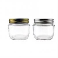 China 6 Oz Square Bottom Round Glass Jars With Lids on sale