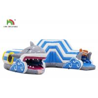 China Indoor 6.5x5.5m Blue Shark Inflatable Bounce Obstacle Course on sale