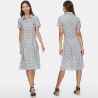 China 2018 New Boho Style Women Short Sleeve Linen Liberty Print Vintage Midi Beach Dress on sale