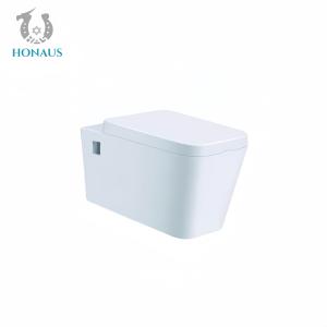 Square Wall Hung Toilet Bowl Premium Ceramic 565mm Comfortable Size Hotel